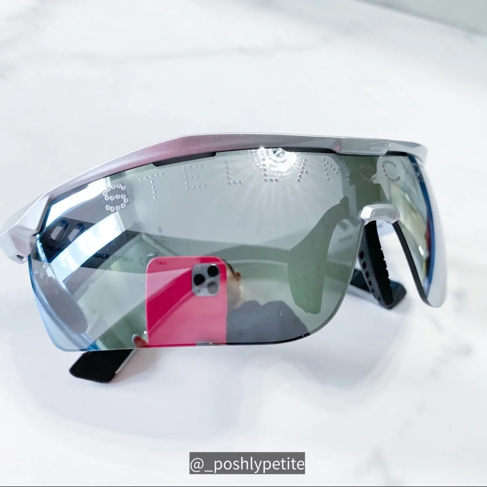 Stella McCartney sports mirror shield metallic silver sunglasses - Picture 10 of 15